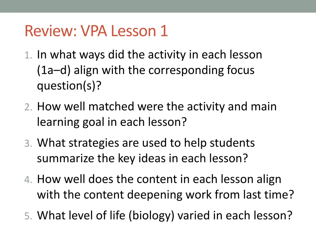 review vpa lesson 1