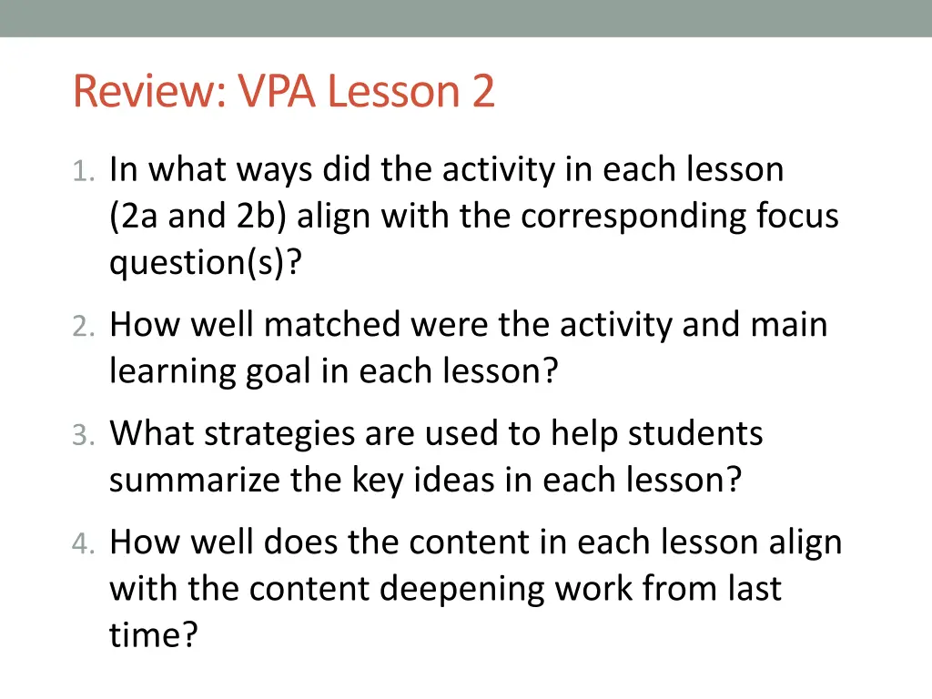 review vpa lesson 2