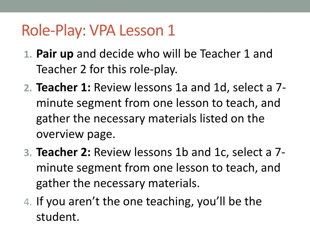 role play vpa lesson 1