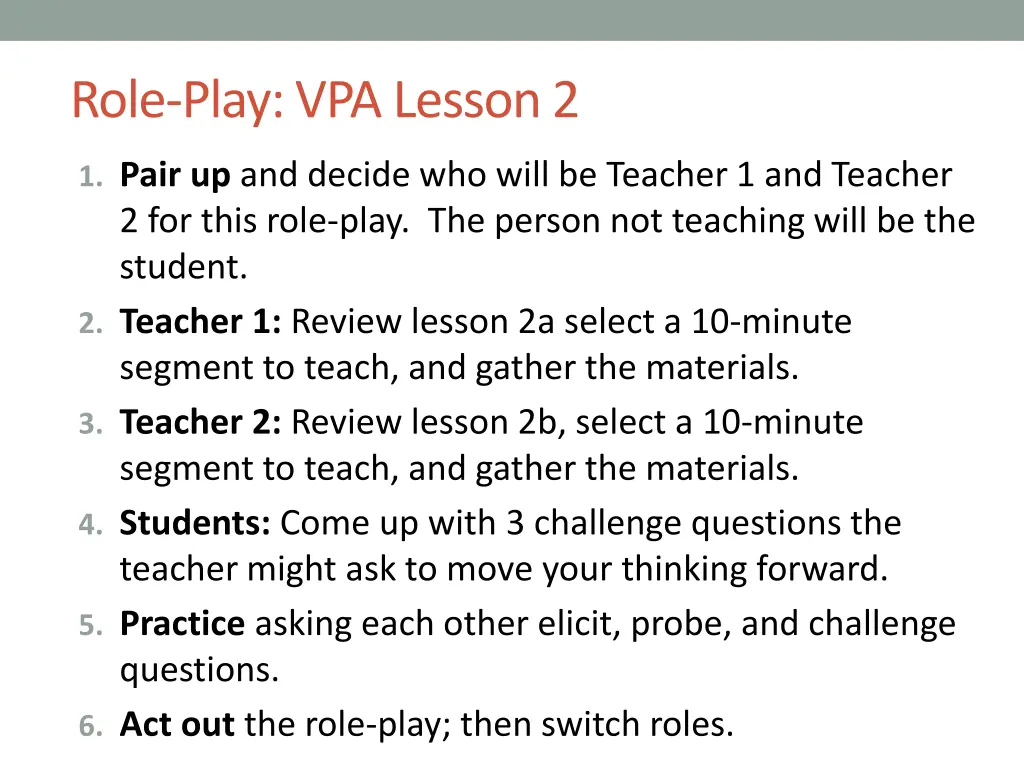 role play vpa lesson 2