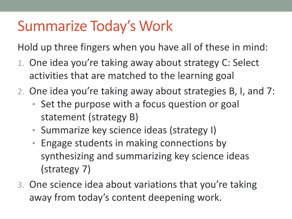 summarize today s work