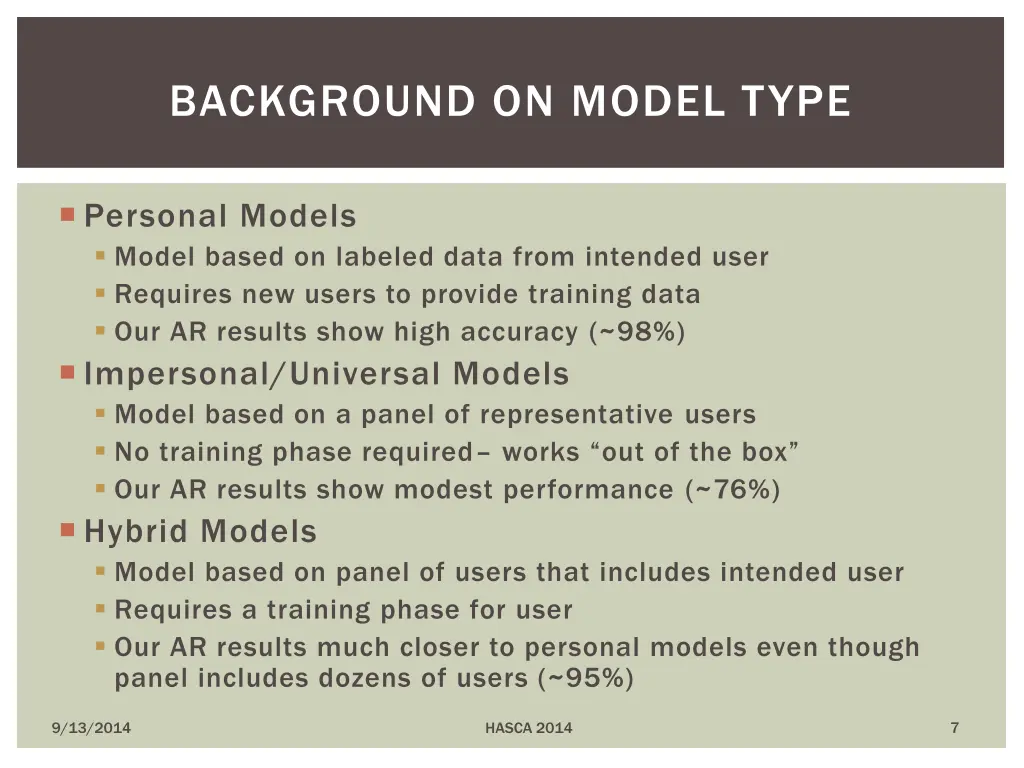 background on model type