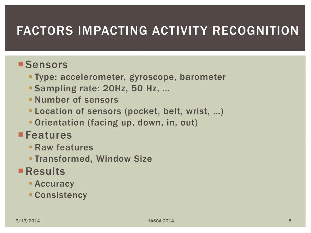 factors impacting activity recognition 1