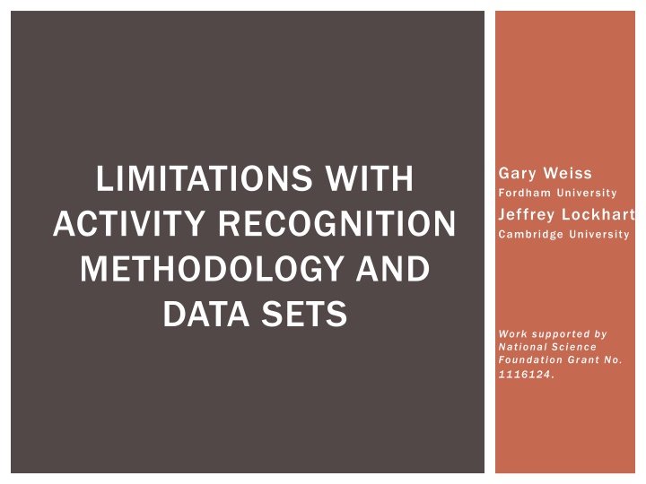 limitations with activity recognition methodology