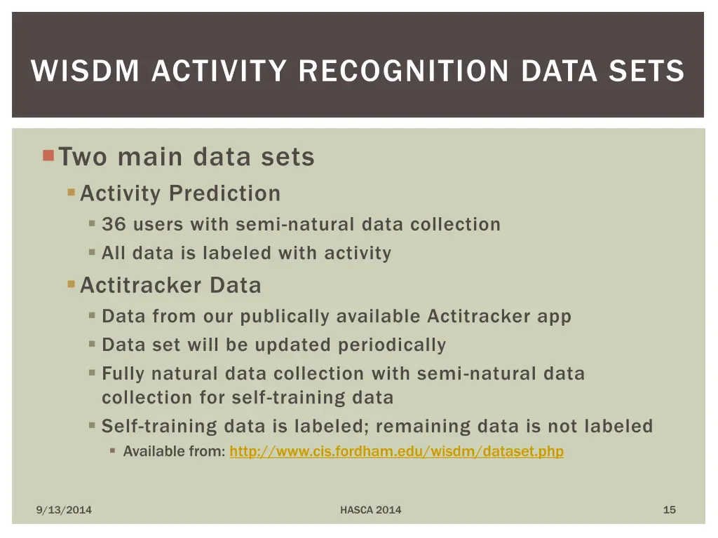 wisdm activity recognition data sets