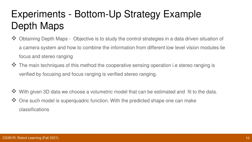 experiments bottom up strategy example depth maps