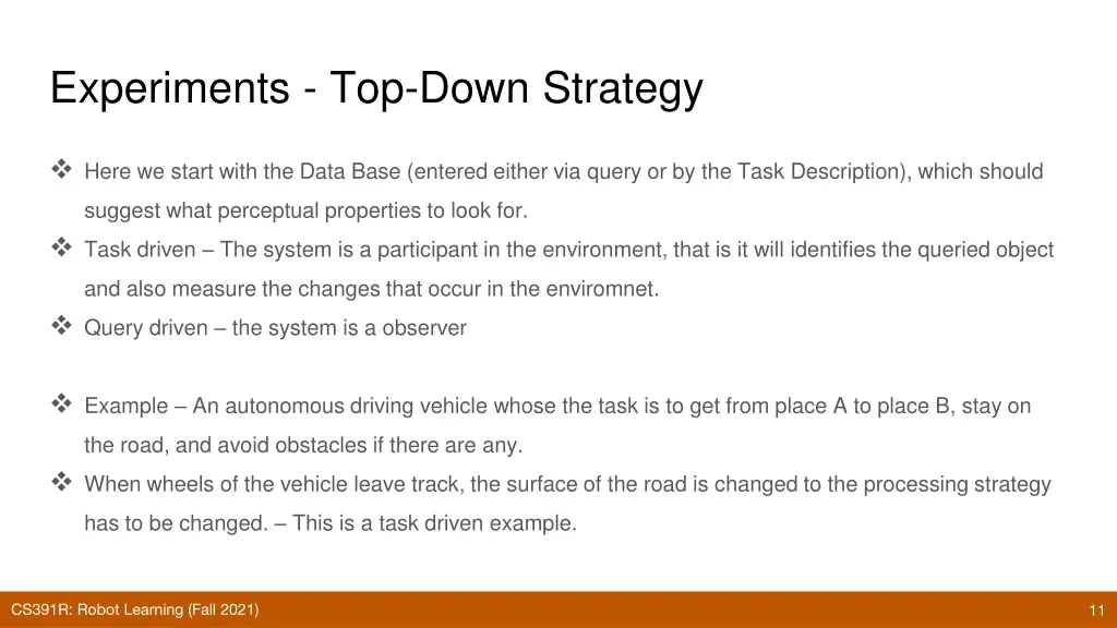 experiments top down strategy