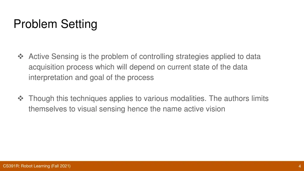 problem setting