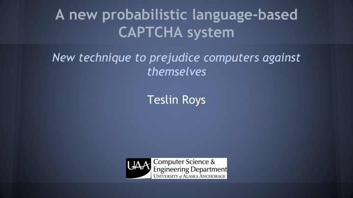 a new probabilistic language based captcha system
