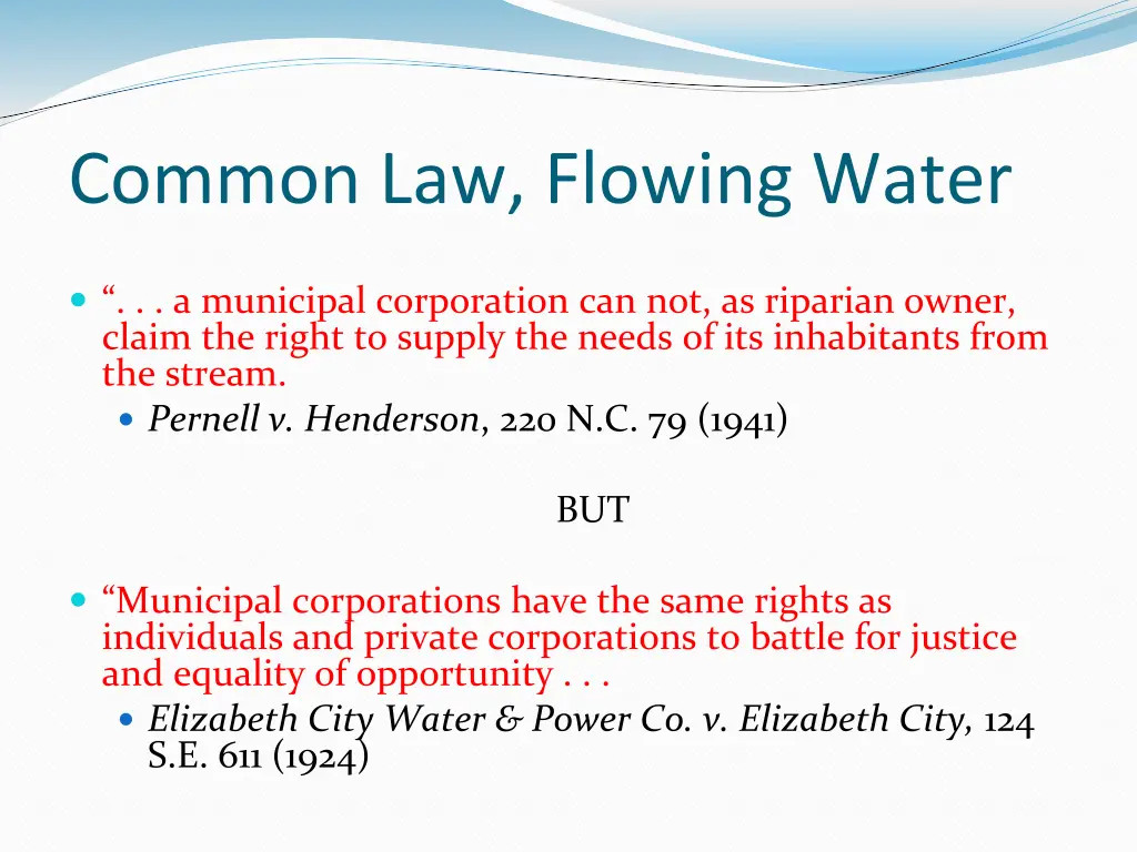 common law flowing water 1
