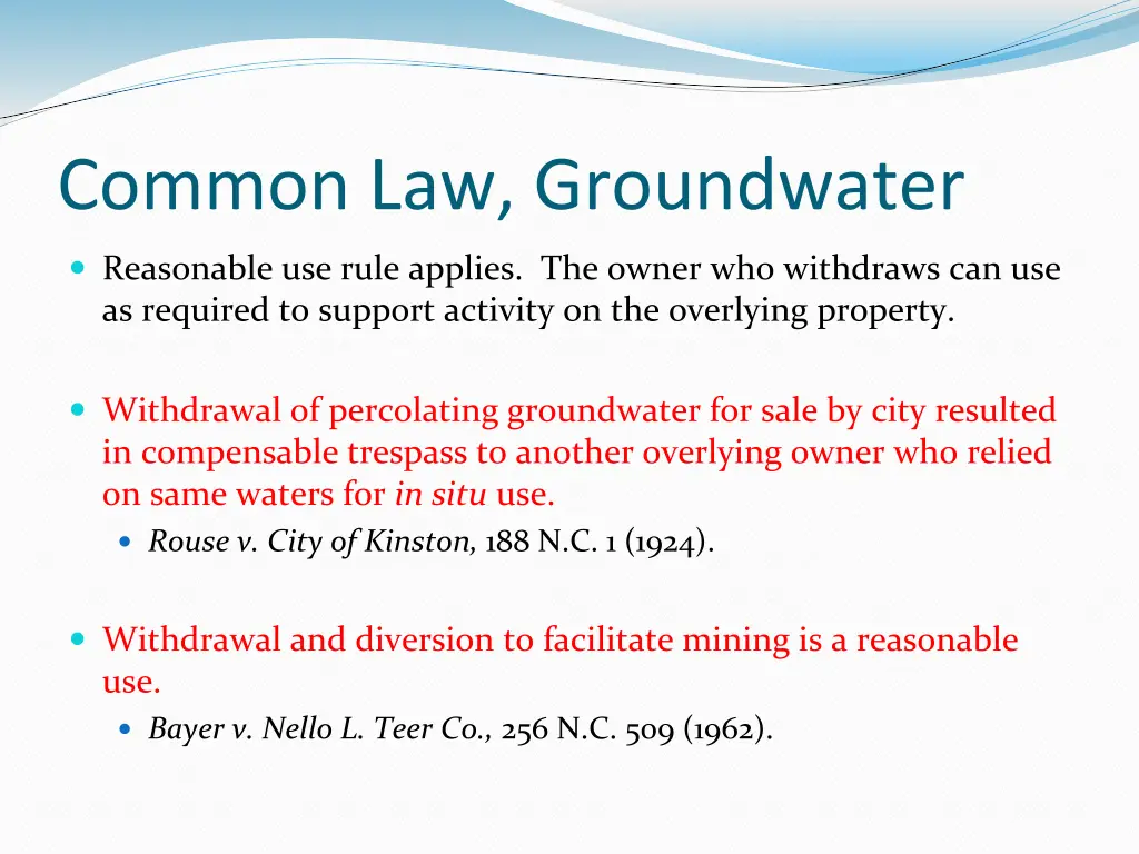 common law groundwater
