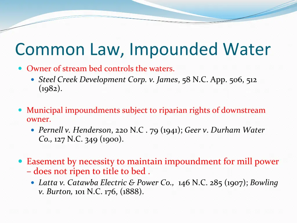 common law impounded water