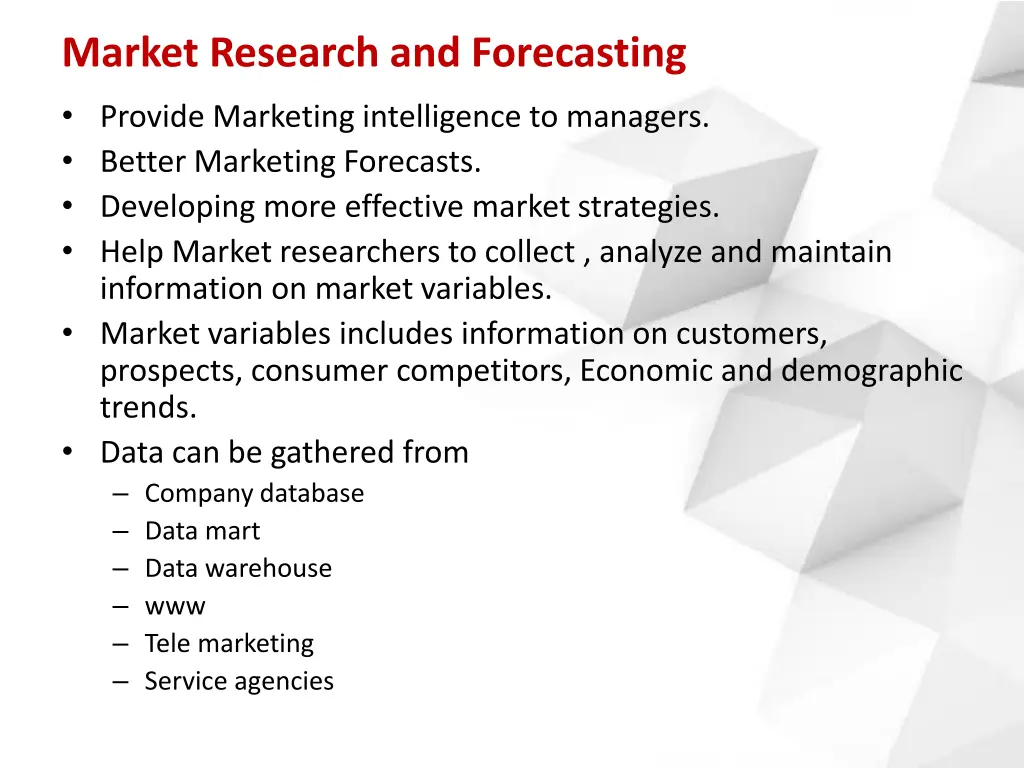 market research and forecasting