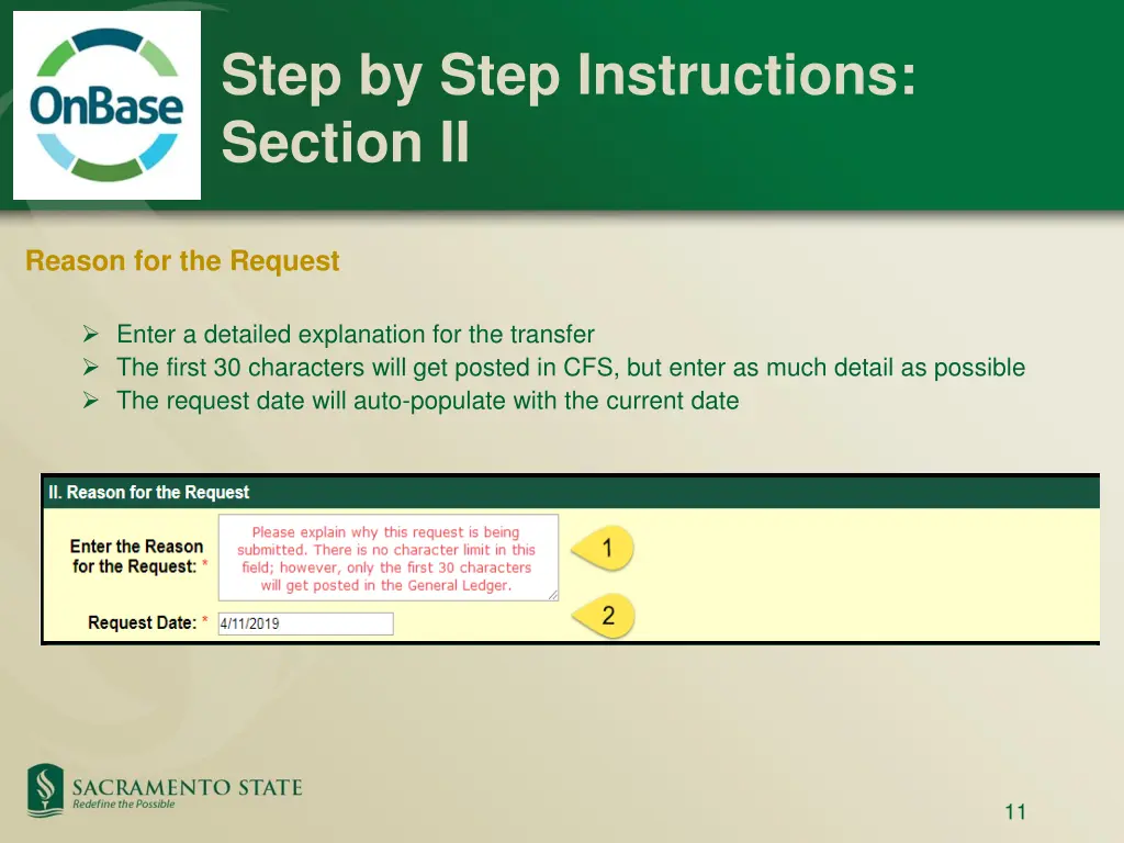 step by step instructions section ii