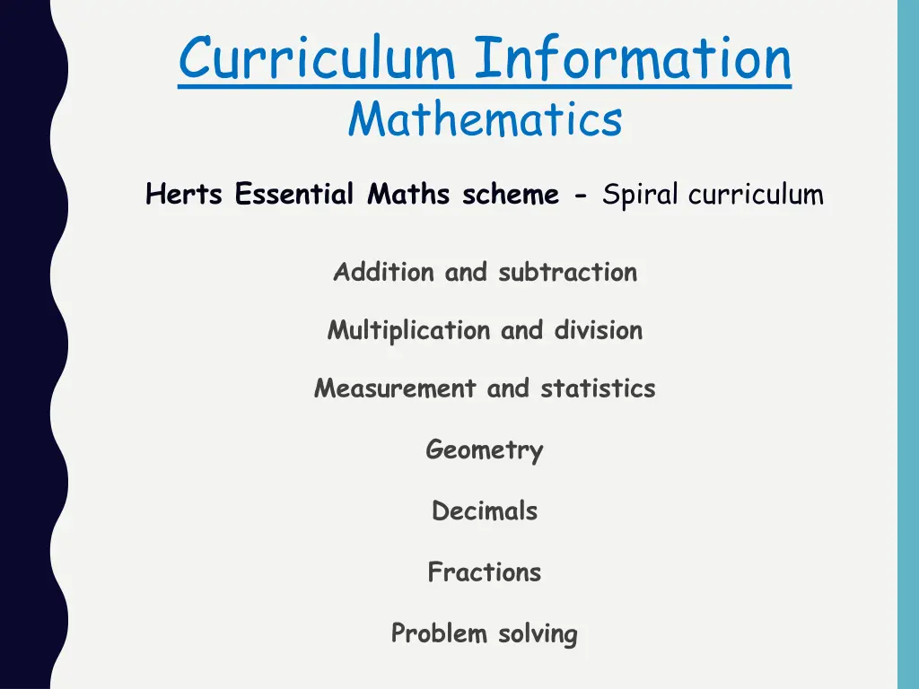 curriculum information mathematics