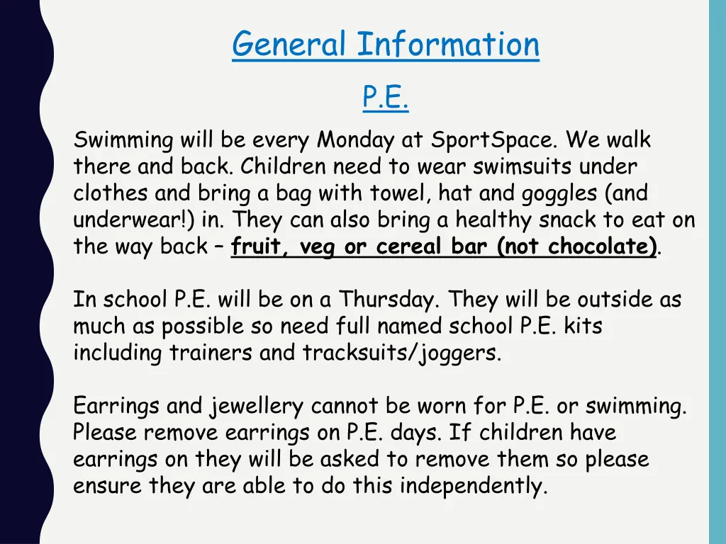general information p e