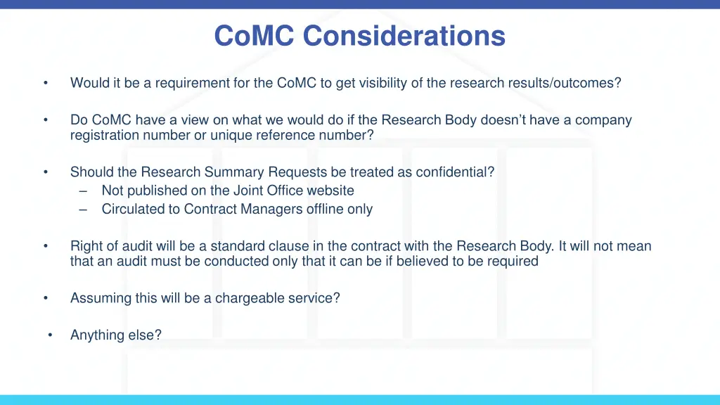 comc considerations