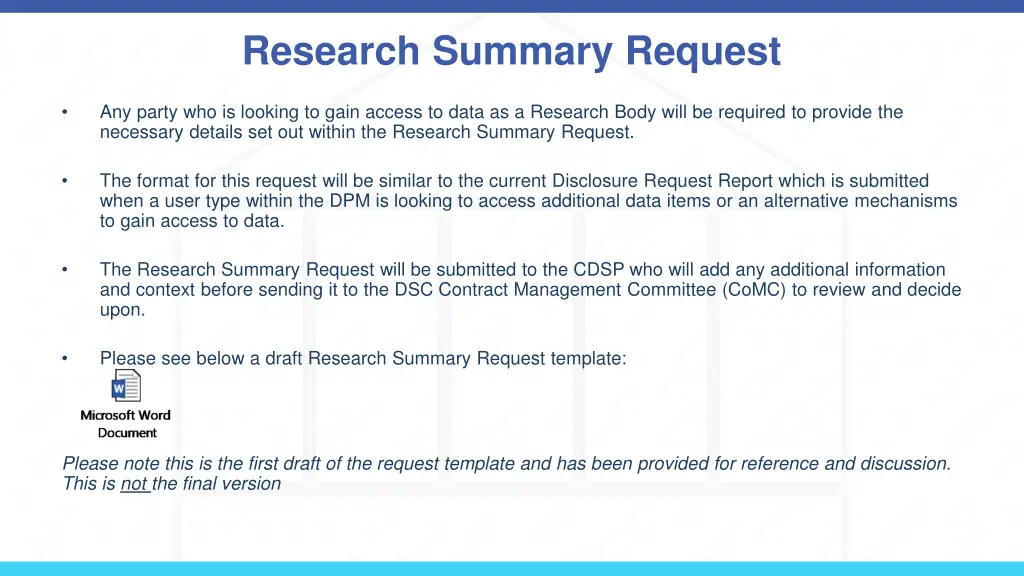 research summary request