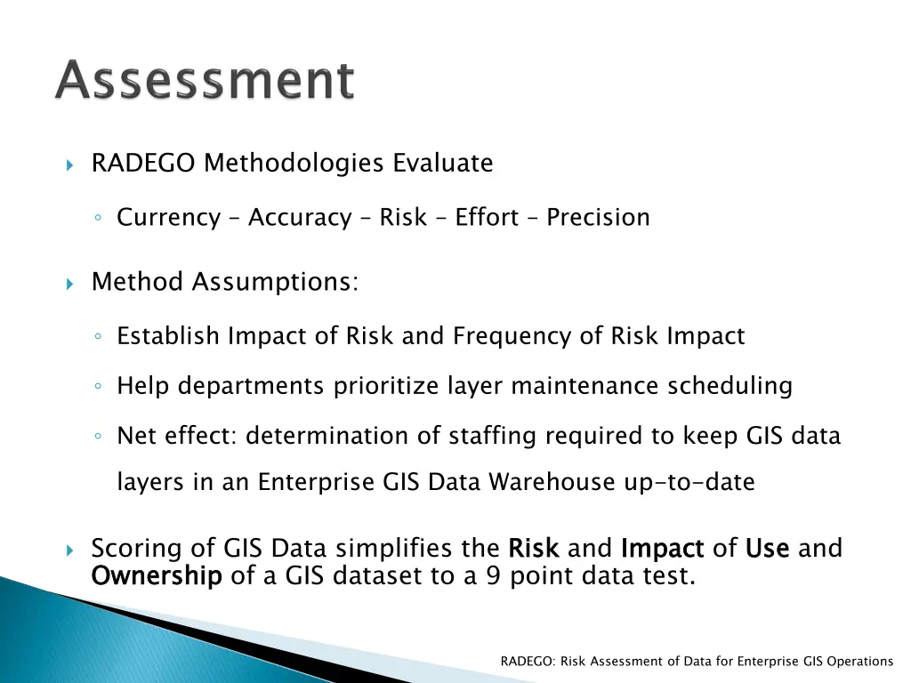 radego methodologies evaluate