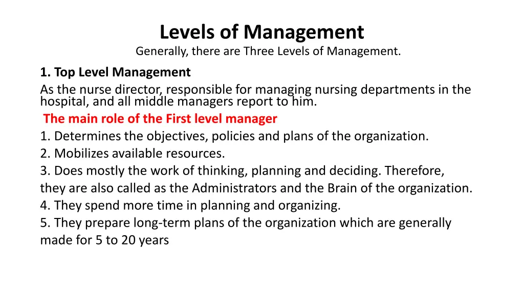 levels of management generally there are three