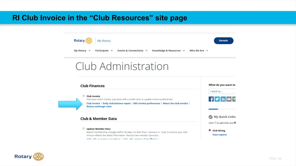 ri club invoice in the club resources site page