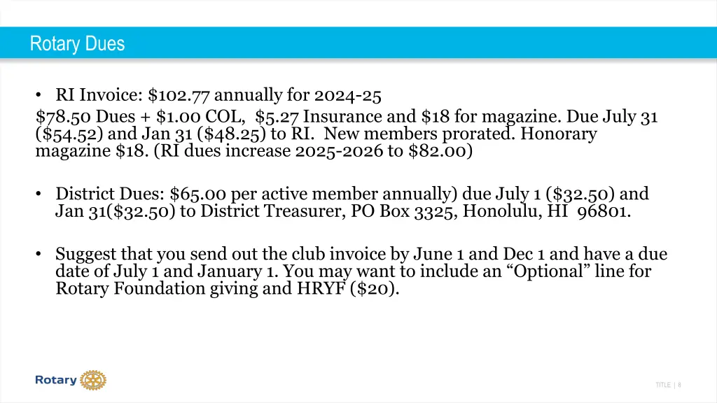 rotary dues