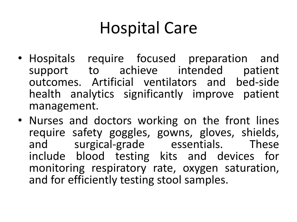 hospital care