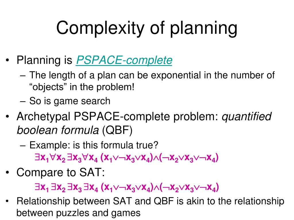 complexity of planning 1