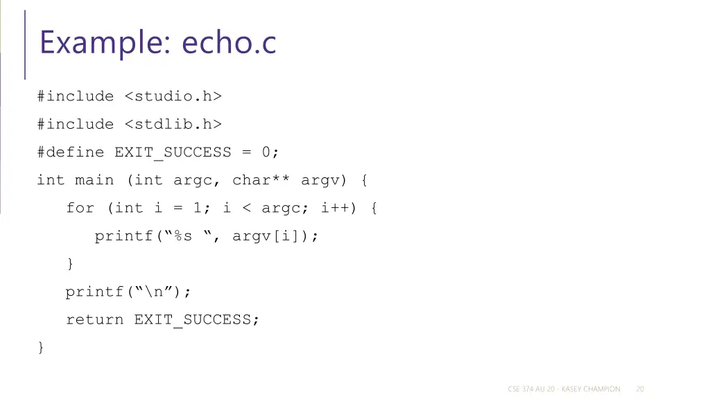 example echo c