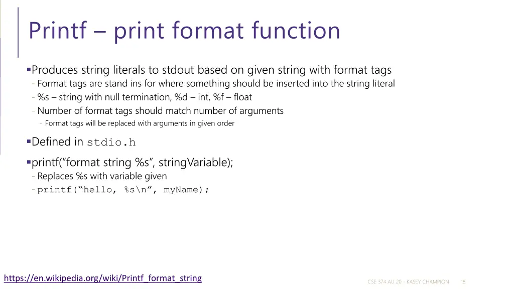 printf print format function