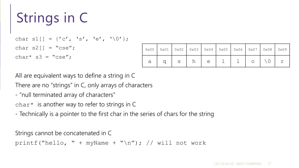 strings in c
