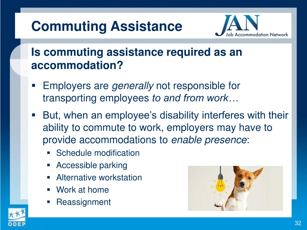 commuting assistance