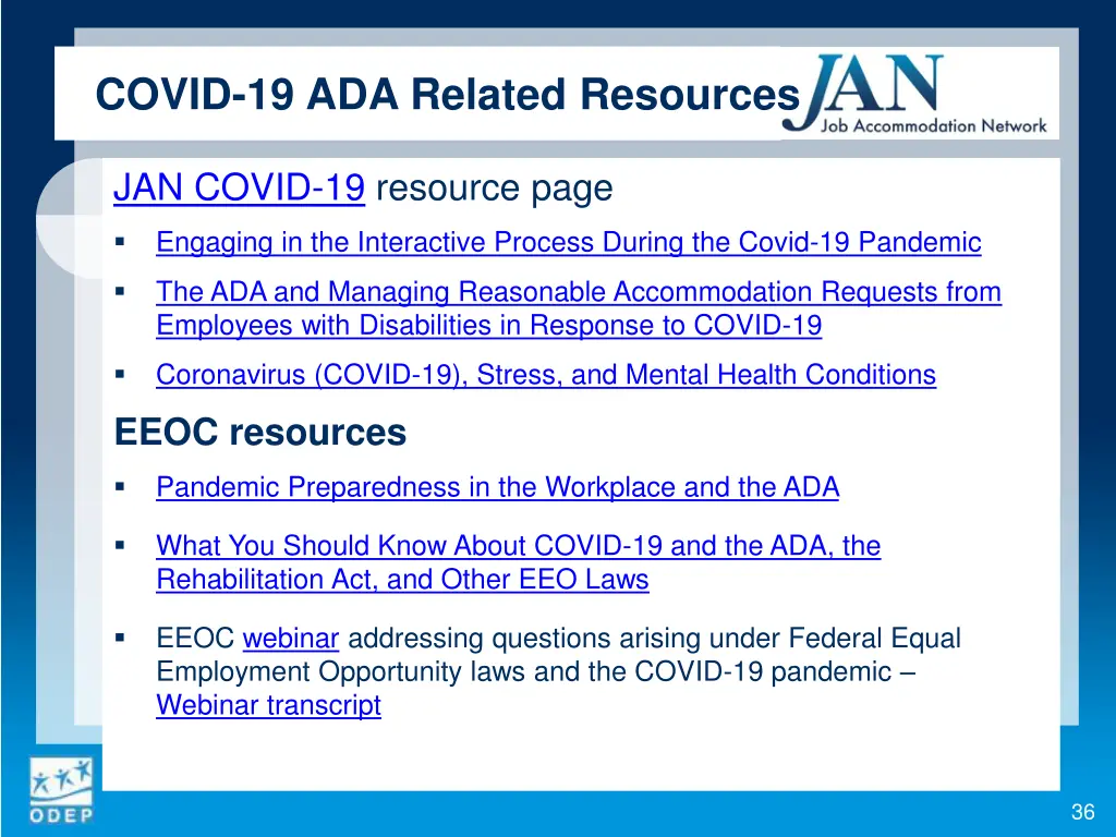 covid 19 ada related resources