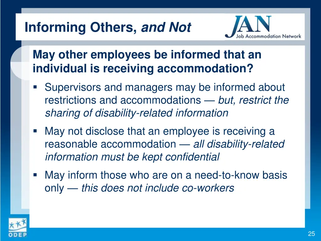 informing others and not