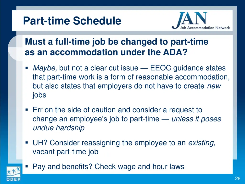 part time schedule