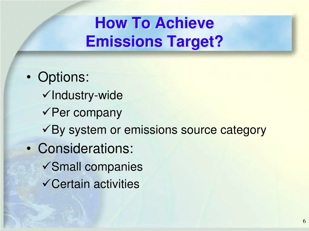 how to achieve emissions target
