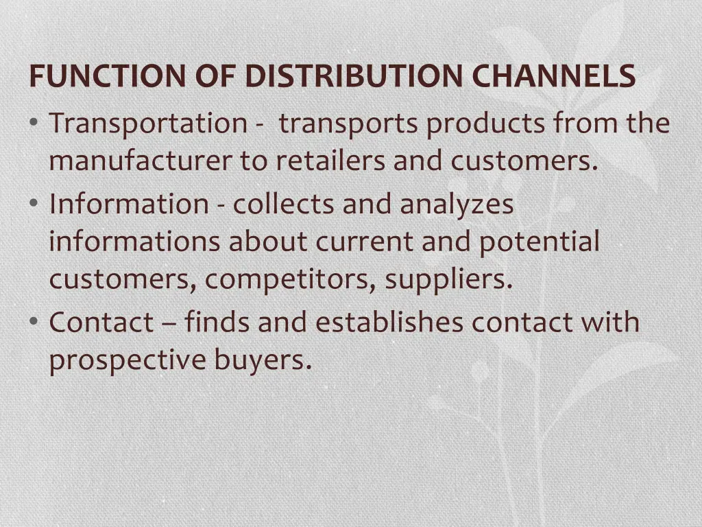 function of distribution channels transportation