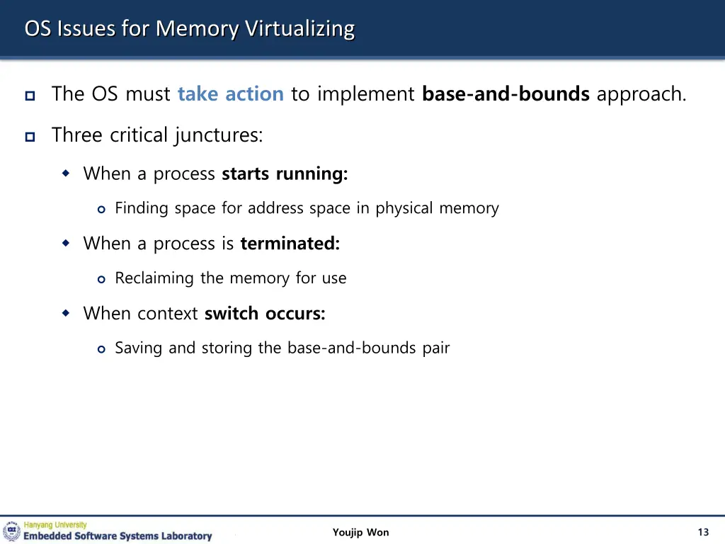 os issues for memory virtualizing