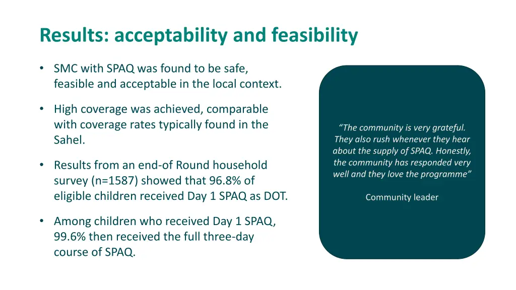 results acceptability and feasibility