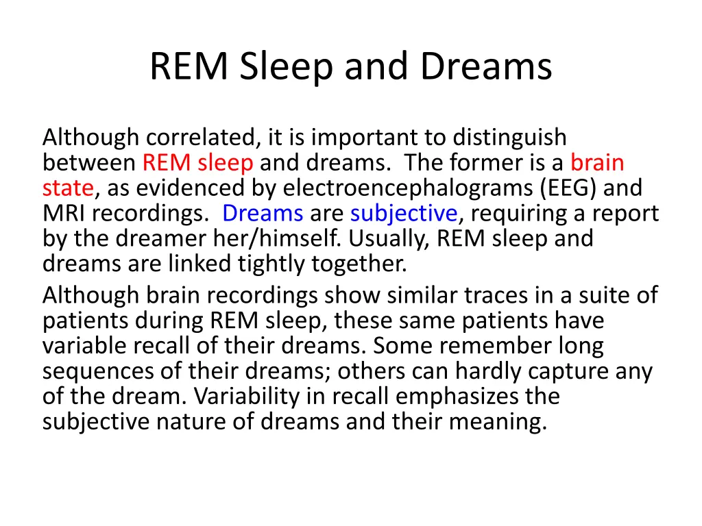 rem sleep and dreams