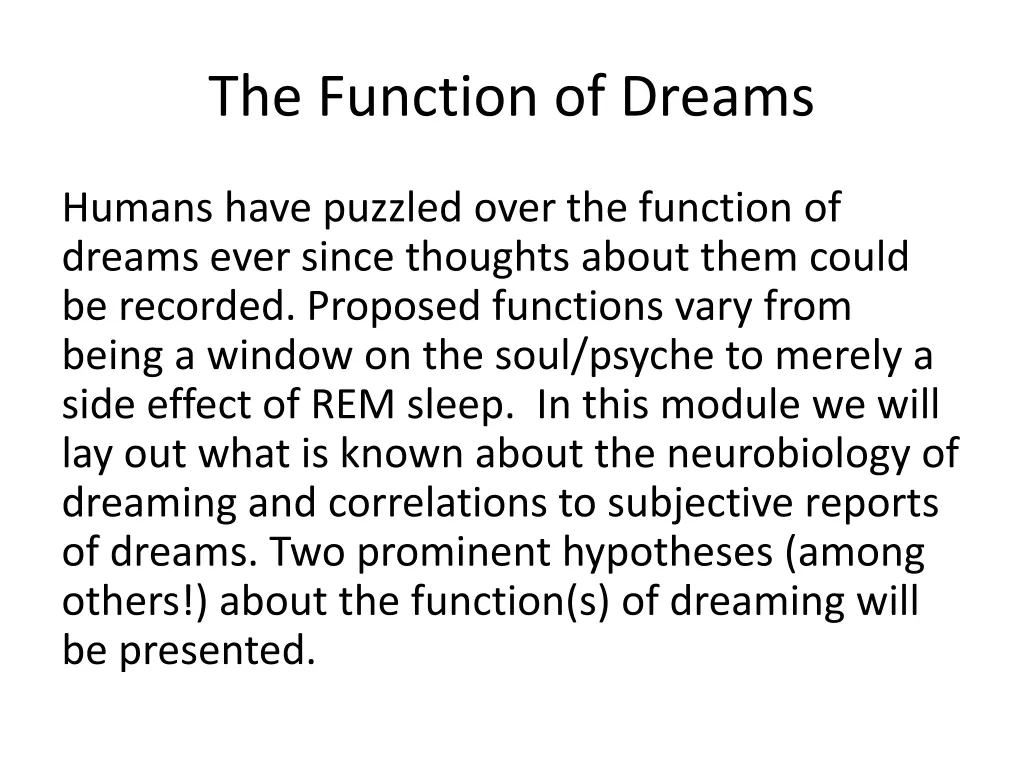 the function of dreams