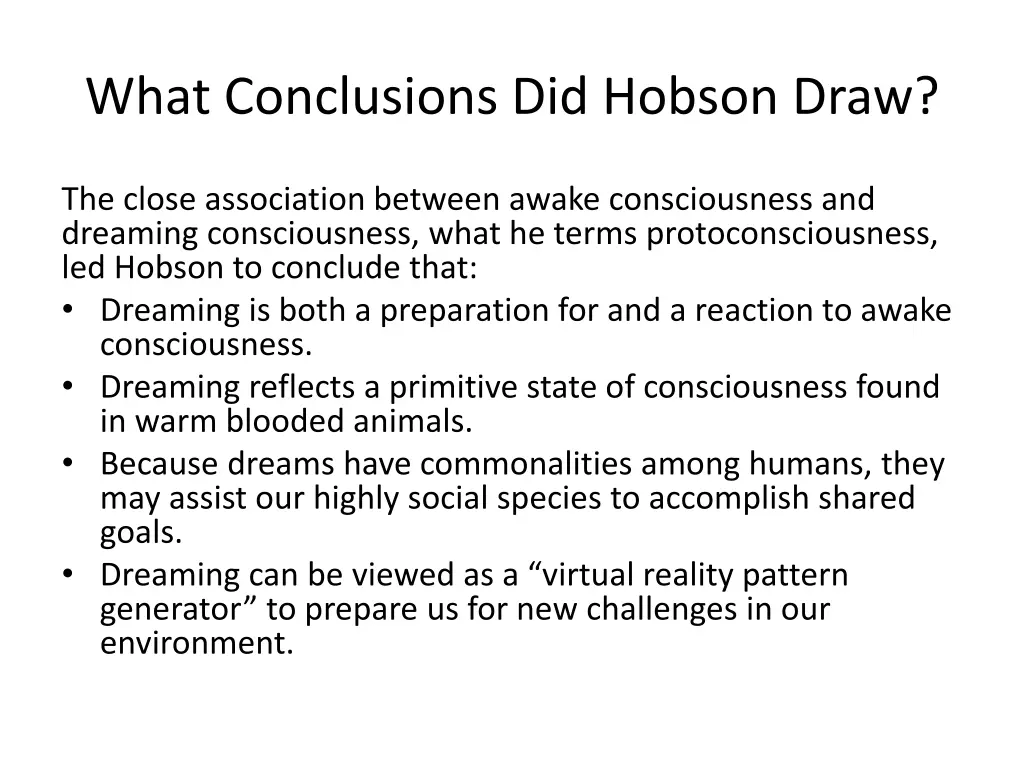 what conclusions did hobson draw