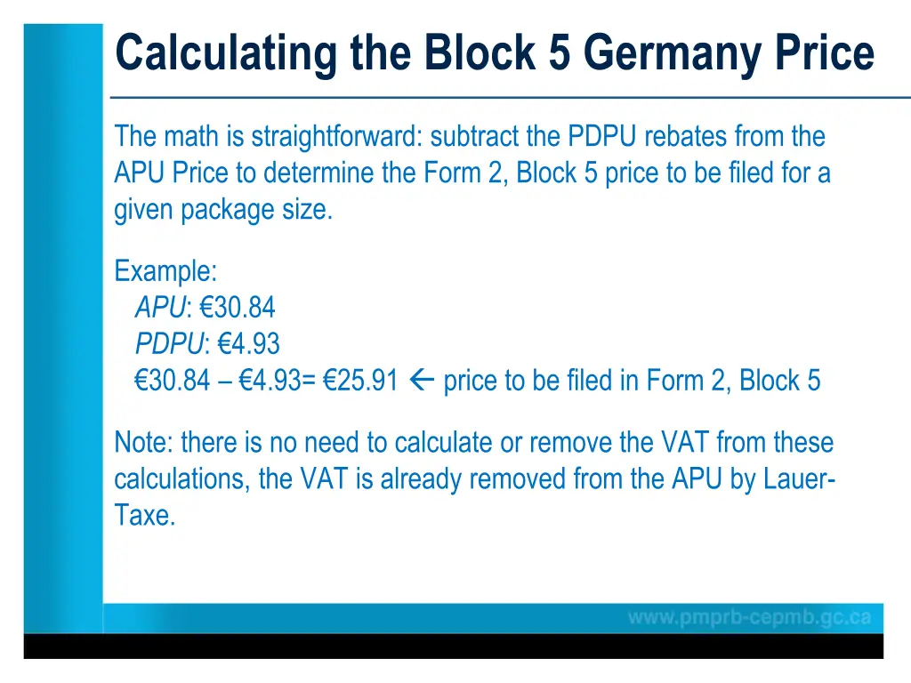calculating the block 5 germany price