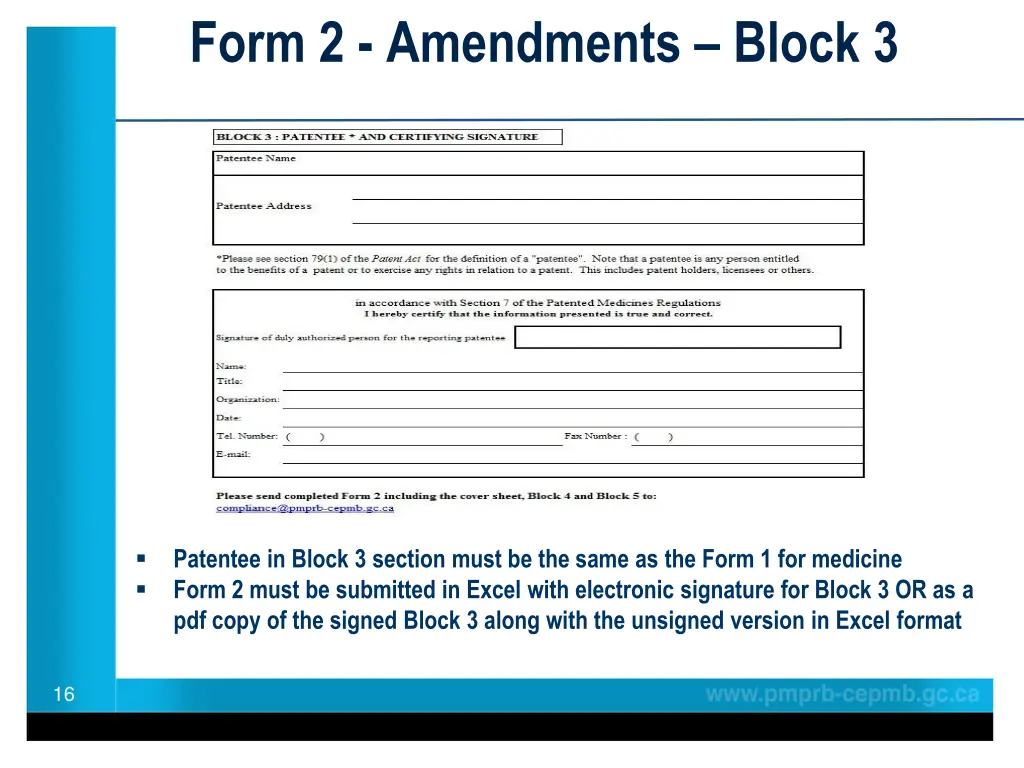 form 2 amendments block 3
