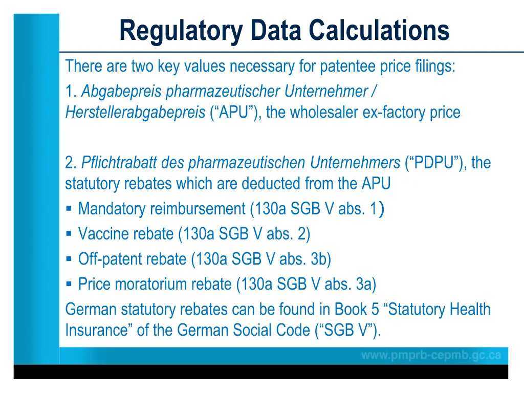 regulatory data calculations