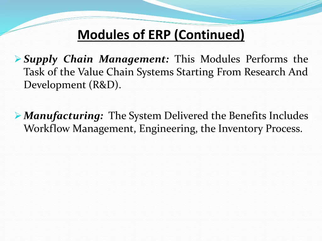 modules of erp continued
