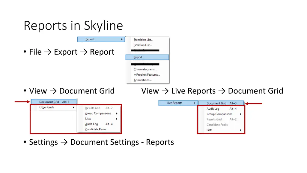 reports in skyline