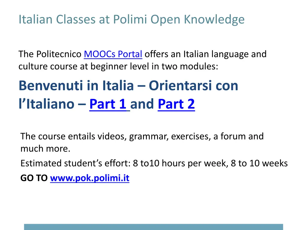 italian classes at polimi open knowledge