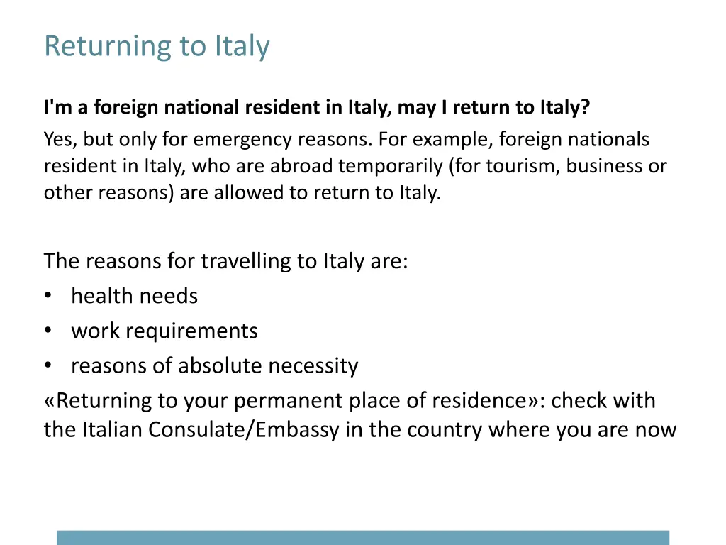returning to italy