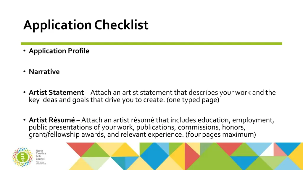 application checklist